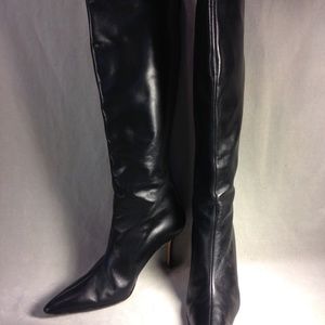 Black Manolo Blahnnik Knee High Stiletto Boots
